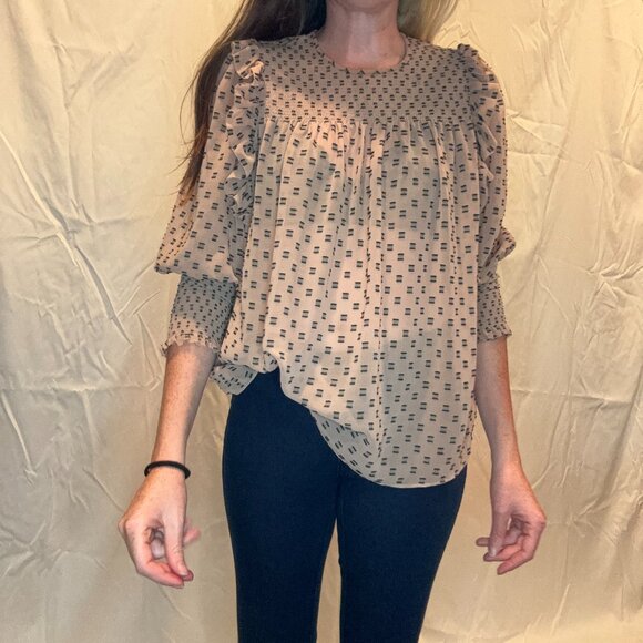 JOIE NWOT XS Jamila Embroidered Top - Picture 1 of 4